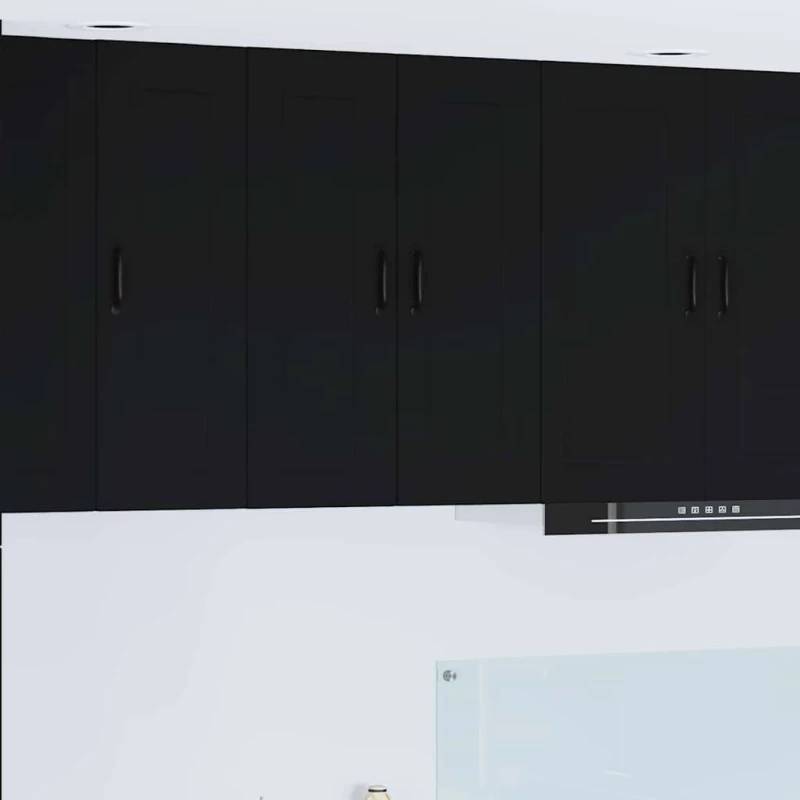 vidaXL Κρεμαστό ντουλάπι κουζίνας με ράφι Μαύρο 60 x 31 x 80 εκ.