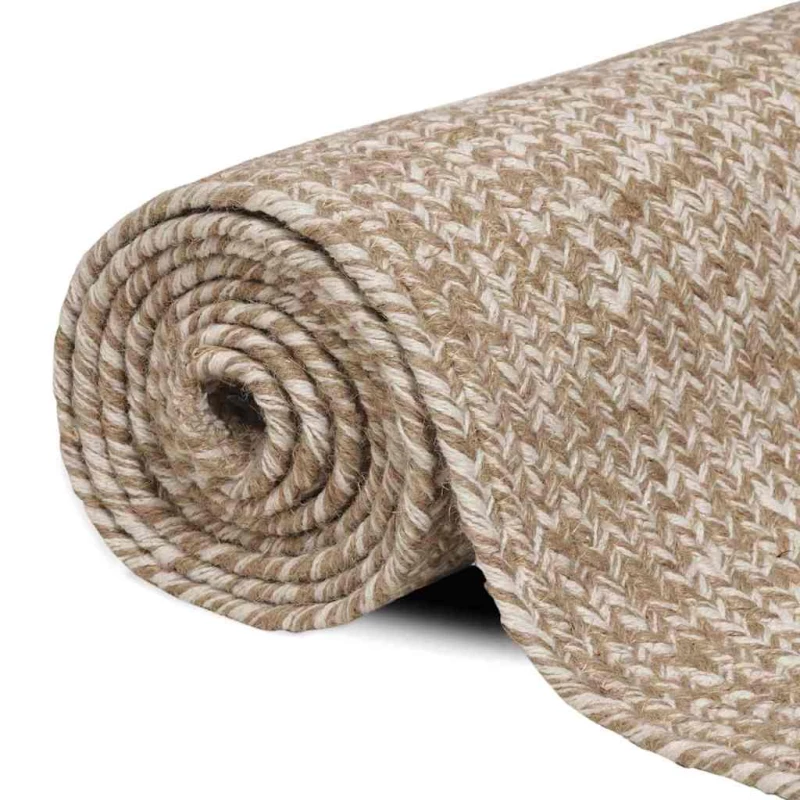 vidaXL Χαλί Φυσικό και λευκό 80 x 250 cm Γιούτα