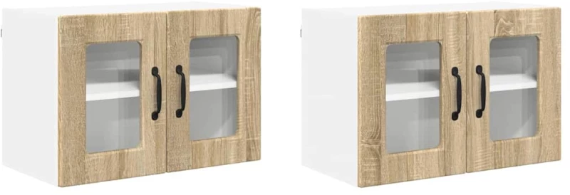vidaXL Κρεμαστό ντουλάπι κουζίνας 2 pcs Δρύς Sonoma 60 x 31 x 40 εκ