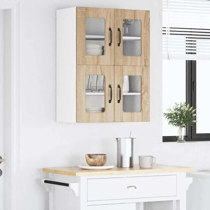 vidaXL Κρεμαστό ντουλάπι κουζίνας 2 pcs Δρύς Sonoma 60 x 31 x 40 εκ