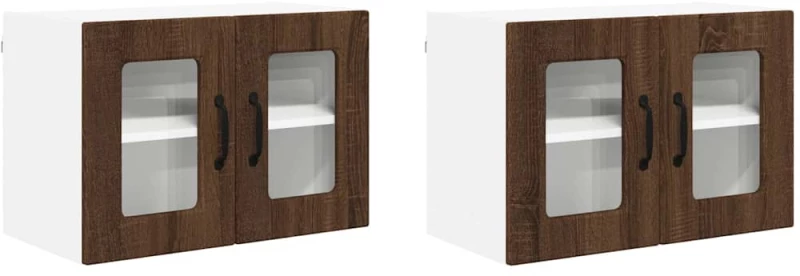 vidaXL Κρεμαστό ντουλάπι κουζίνας 2 pcs Καφέ δρυς 60 x 31 x 40 εκ