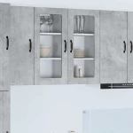 vidaXL Κρεμαστό ντουλάπι κουζίνας με ράφι 2 pcs Σκυρόδεμα Γκρι