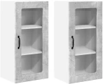 vidaXL Κρεμαστό ντουλάπι κουζίνας με ράφι 2 pcs Σκυρόδεμα Γκρι