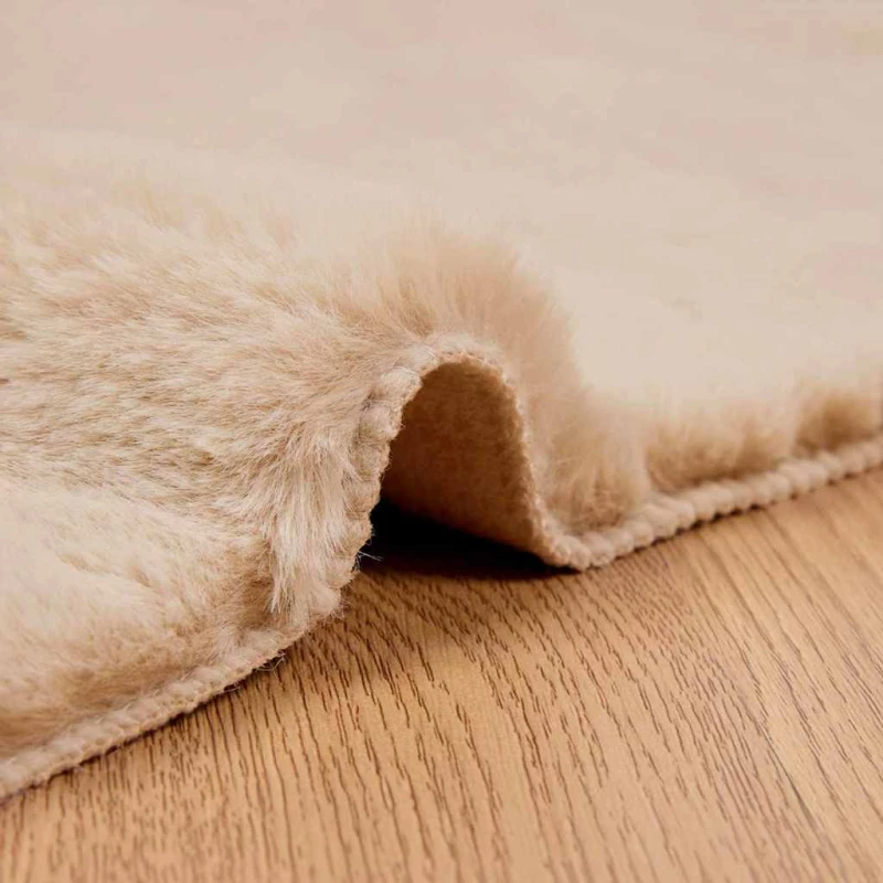 vidaXL Χαλιά Ψεύτικου Κουνελιού Olite Μπεζ 120 x 120 cm Πολυεστέρας