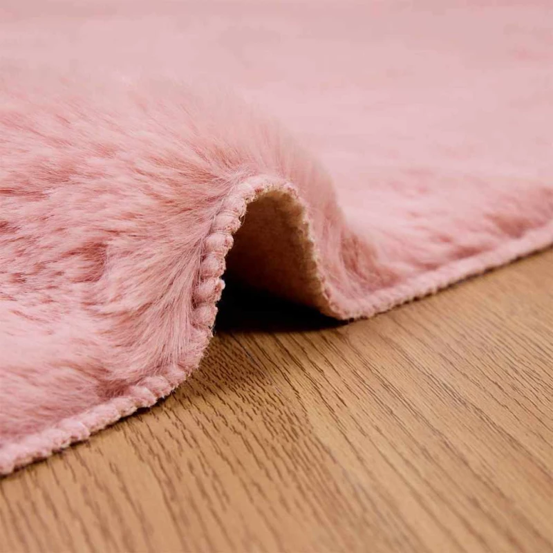 vidaXL Χαλιά Ψεύτικου Κουνελιού Olite Ροζ 120 x 120 cm Πολυεστέρας