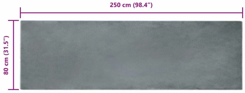 vidaXL Χαλιά Ψεύτικου Κουνελιού Olite Ανθρακί 80 x 250 cm Πολυεστέρας