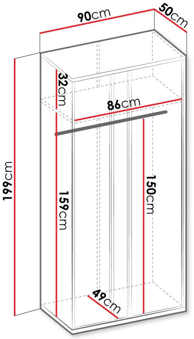 Ντουλάπα Imola 2D Δίφυλλη