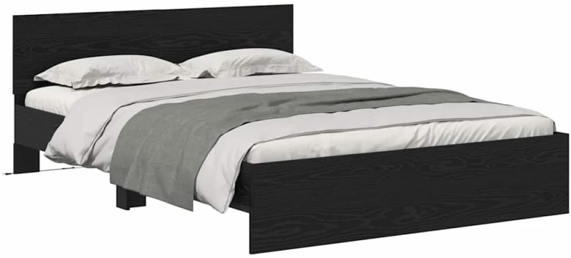 vidaXL Σκελετός Κρεβατιού Μαύρη Οξυά 140 x 190 cm Επεξεργασμένο ξύλο