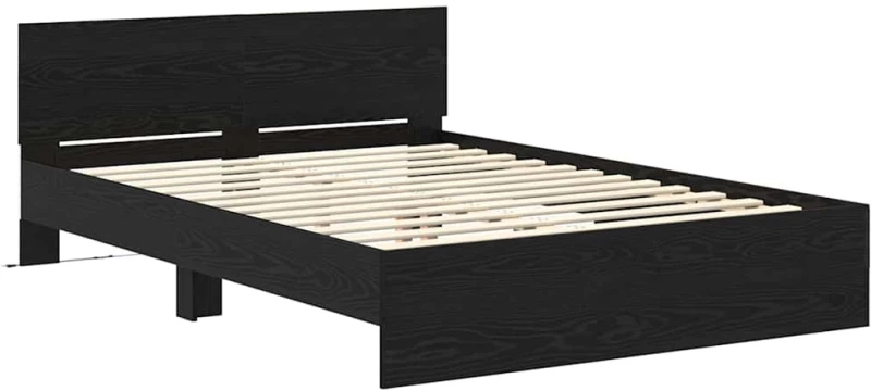 vidaXL Σκελετός Κρεβατιού Μαύρη Οξυά 140 x 190 cm Επεξεργασμένο ξύλο