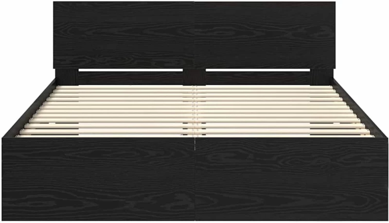 vidaXL Σκελετός Κρεβατιού Μαύρη Οξυά 140 x 190 cm Επεξεργασμένο ξύλο