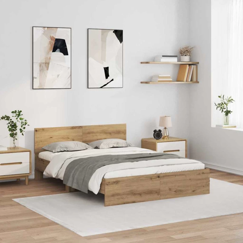 vidaXL Σκελετός Κρεβατιού Artisan Oak 150 x 200 cm Επεξεργασμένο ξύλο