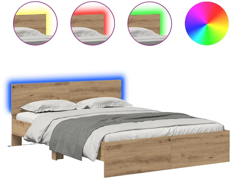 vidaXL Σκελετός Κρεβατιού Artisan Oak 150 x 200 cm Επεξεργασμένο ξύλο