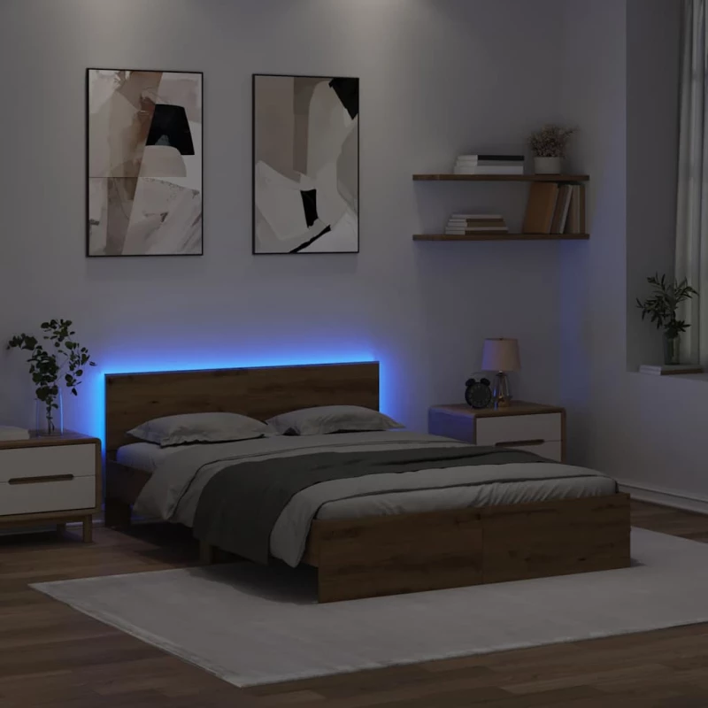vidaXL Σκελετός Κρεβατιού Artisan Oak 150 x 200 cm Επεξεργασμένο ξύλο