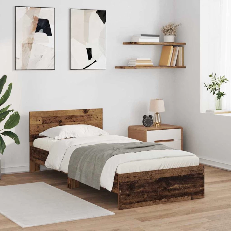 vidaXL Σκελετός Κρεβατιού Παλιό Ξύλο 90 x 200 cm Επεξεργασμένο ξύλο