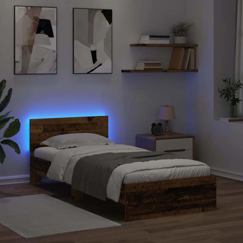 vidaXL Σκελετός Κρεβατιού Παλιό Ξύλο 90 x 200 cm Επεξεργασμένο ξύλο