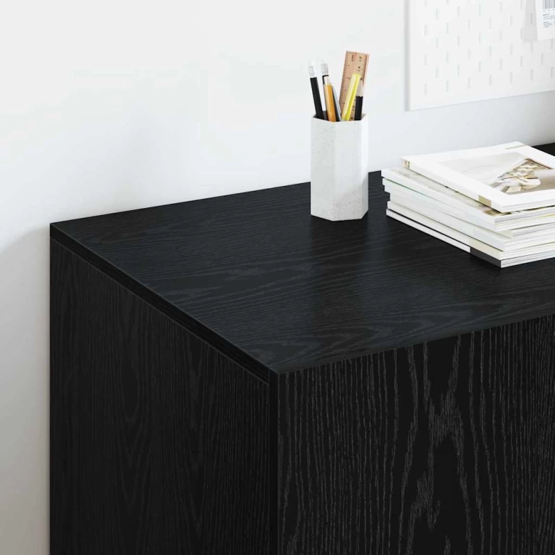 vidaXL Γραφείο με ράφι Μαύρη Οξυά 140 x 50 x 75 εκ. Επεξεργασμένο ξύλο
