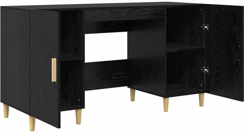 vidaXL Γραφείο με ράφι Μαύρη Οξυά 140 x 50 x 75 εκ. Επεξεργασμένο ξύλο