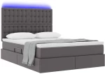 vidaXL Κρεβάτι με αποθηκευτικό χώρο και LED Γκρι 140 x 200 cm