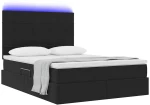 vidaXL Κρεβάτι με αποθηκευτικό χώρο και LED Μαύρο 140 x 200 cm Βελούδο