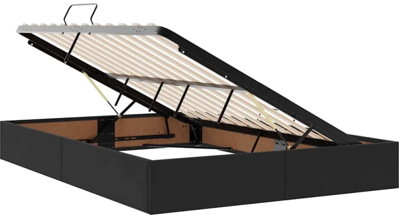 vidaXL Κρεβάτι με αποθηκευτικό χώρο και LED Μαύρο 140 x 200 cm Βελούδο