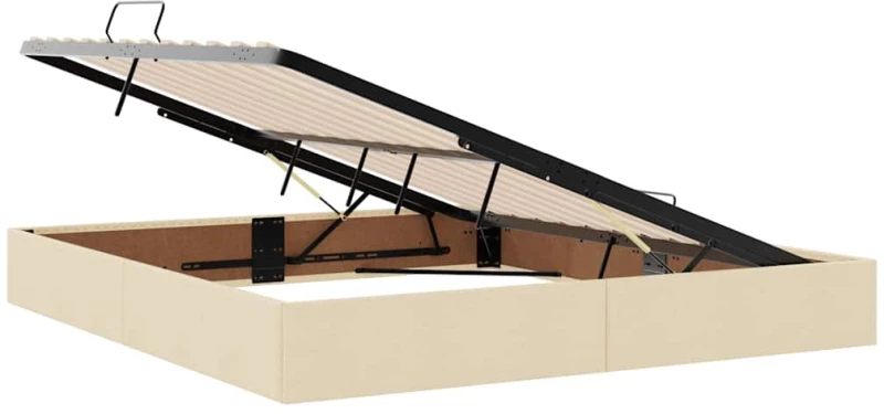 vidaXL Κρεβάτι με αποθηκευτικό χώρο και LED Κρέμ 160 x 200 cm