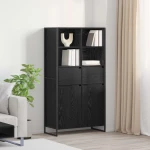 vidaXL Πλαϊνό γραφείο με συρτάρι 2 pcs Μαύρη Οξυά 81 x 36 x 150.5 εκ.