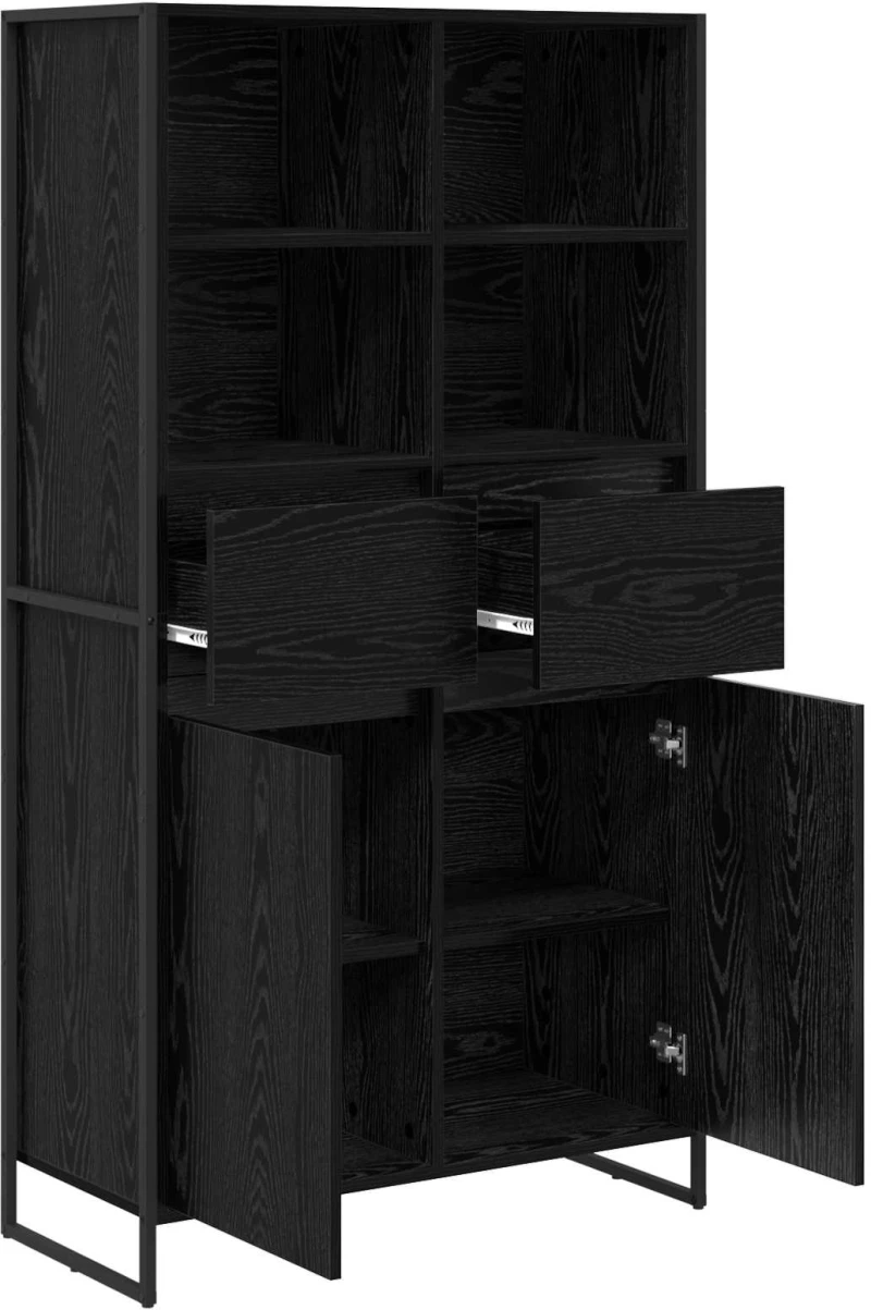 vidaXL Πλαϊνό γραφείο με συρτάρι 2 pcs Μαύρη Οξυά 81 x 36 x 150.5 εκ.