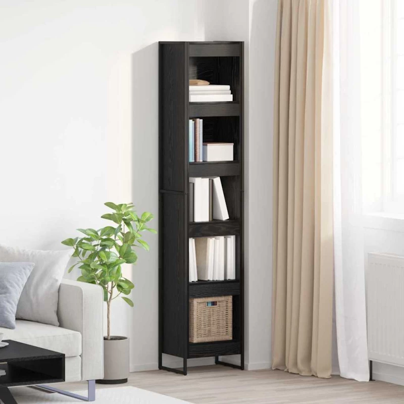 vidaXL Βιβλιοθήκη Μαύρη Οξυά 80 x 30 x 155 εκ Επεξεργασμένο ξύλο