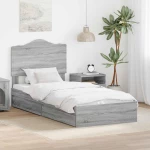 vidaXL Κρεβάτι Αποθήκης Γκρίζο Σονομα 75 x 190 cm Επεξεργασμένο ξύλο
