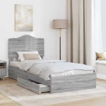 vidaXL Κρεβάτι Αποθήκης Γκρίζο Σονομα 75 x 190 cm Επεξεργασμένο ξύλο