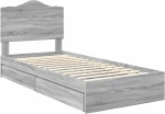 vidaXL Κρεβάτι Αποθήκης Γκρίζο Σονομα 75 x 190 cm Επεξεργασμένο ξύλο