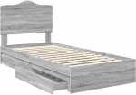 vidaXL Κρεβάτι Αποθήκης Γκρίζο Σονομα 75 x 190 cm Επεξεργασμένο ξύλο