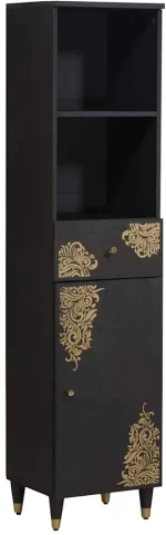 vidaXL Σετ Ντουλαπιών Μπάνιου Επιτοίχιο 5 pcs Μαύρο Στερεό ξύλο μάνγκο