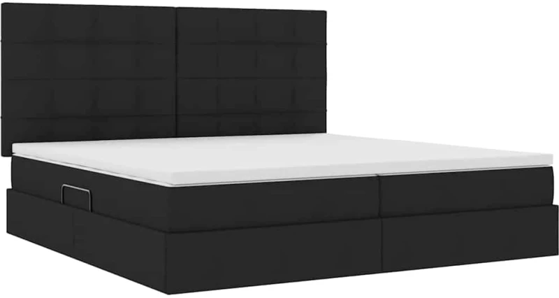 vidaXL Κρεβάτι Αποθήκης με στρώμα Μαύρο 200 x 200 cm Τεχνητό Δέρμα