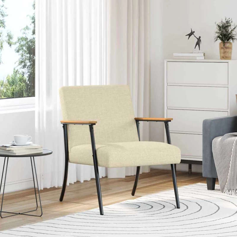 vidaXL Πολυθρόνα Κρεμ 59 x 75 x 78 εκ ύφασμα