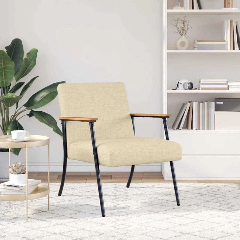 vidaXL Πολυθρόνα Κρεμ 59 x 75 x 78 εκ ύφασμα