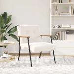vidaXL Πολυθρόνα Κρεμ 59 x 75 x 78 εκ Κάλαθος ύφασμα με σγουρή υφή