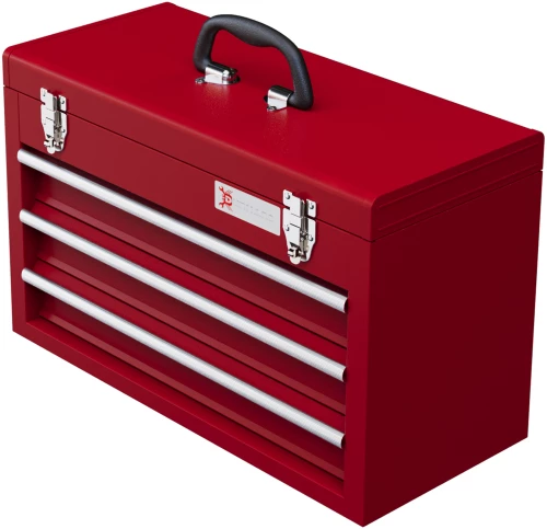 DURHAND Εργαλειοθήκη με 3 συρτάρια, επάνω αποθηκευτικός χώρος, ατσάλινες κλειδαριές, λαβή μεταφοράς, 51x22x32 cm, Κόκκινο