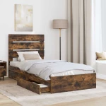 vidaXL Κρεβάτι Αποθήκης Καπνιστό Δρύς 90 x 190 cm Επεξεργασμένο ξύλο