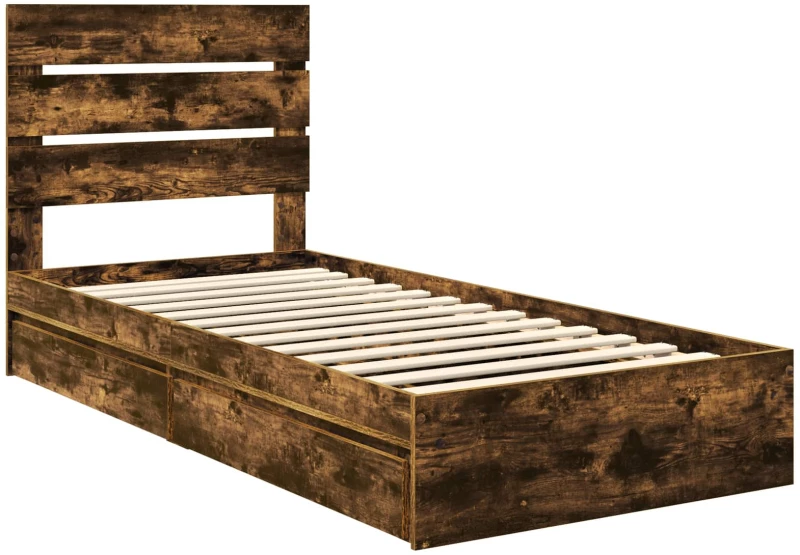 vidaXL Κρεβάτι Αποθήκης Καπνιστό Δρύς 90 x 190 cm Επεξεργασμένο ξύλο