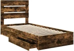 vidaXL Κρεβάτι Αποθήκης Καπνιστό Δρύς 90 x 190 cm Επεξεργασμένο ξύλο