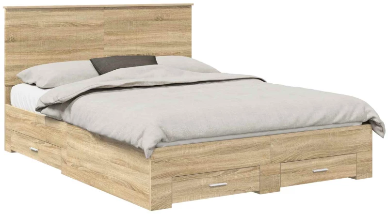 vidaXL Σκελετός Κρεβατιού Δρύς Sonoma 150 x 200 cm Επεξεργασμένο ξύλο