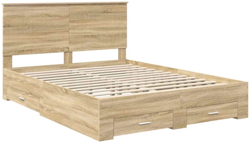 vidaXL Σκελετός Κρεβατιού Δρύς Sonoma 150 x 200 cm Επεξεργασμένο ξύλο