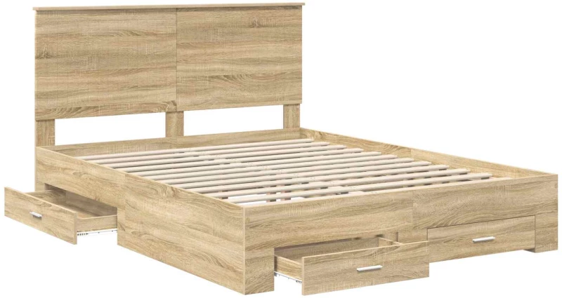 vidaXL Σκελετός Κρεβατιού Δρύς Sonoma 150 x 200 cm Επεξεργασμένο ξύλο