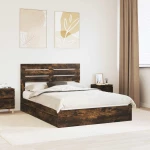 vidaXL Κρεβάτι Αποθήκης Καπνιστό Δρύς 160 x 200 cm Επεξεργασμένο ξύλο