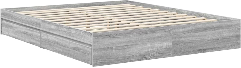 vidaXL Κρεβάτι Αποθήκης Καπνιστό Δρύς 160 x 200 cm Επεξεργασμένο ξύλο
