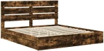 vidaXL Κρεβάτι Αποθήκης Καπνιστό Δρύς 180 x 200 cm Επεξεργασμένο ξύλο