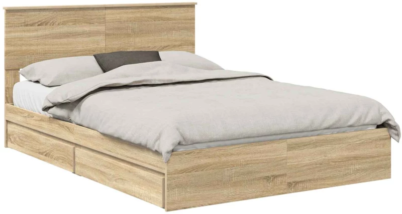 vidaXL Κρεβάτι Αποθήκης Δρύς Sonoma 140 x 190 cm Επεξεργασμένο ξύλο