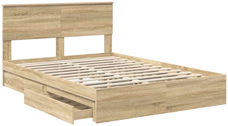 vidaXL Κρεβάτι Αποθήκης Δρύς Sonoma 140 x 190 cm Επεξεργασμένο ξύλο