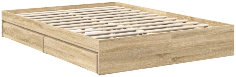 vidaXL Κρεβάτι Αποθήκης Δρύς Sonoma 140 x 190 cm Επεξεργασμένο ξύλο